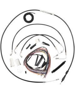 La Choppers Complete Black Vnl Cable Line 15"-17" Kit Harley 14-15 FLHR W/O ABS
