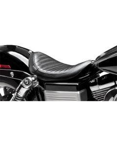 Le Pera Lil Nugget Solo Black Vinyl Pleated Seat for Harley 06-17 FLD/FXD/FXDWG