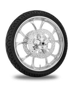 Performance Machine 21" Front Chrome Luxe Wheel Tire Rotor Package Harley 14-15