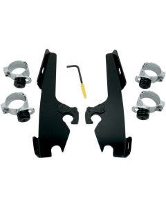 Memphis Shades MEB8968 Black Trigger Lock Mount Batwing Fats Slims FXST FXDWG