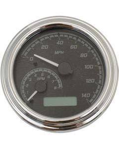 Dakota Digital MVX-2004-KG-C Black/Gray & Chrome MVX FatBob 4 1/2 Gauge Harley