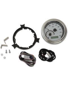 Dakota Digital MVX-2004-WG-C White/Gray & Chrome MVX FatBob 4 1/2 Gauge Harley