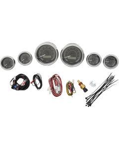Dakota Digital MVX-8604-KG-C MVX-8K 6 Gauge Plug Black/Gray Chrome Bezels 04-13