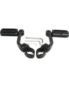 Rivco Black Ribbed Highway Pegs w/ 5" Mounting Arms Harley 1-1/4" Engine Guards