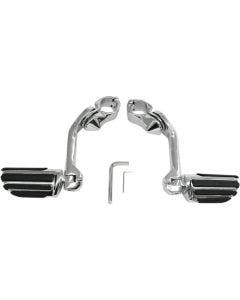 Rivco Chrome Tapered Highway Pegs w/ 5" Mounting Arms Harley 1-1/4" Engine Guard