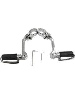 Rivco Chrome Slotted Highway Pegs w/ 5" Mounting Arms Harley 1-1/4" Engine Guard