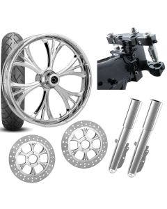 RC 26 Majestic Chrome Wheel Tire Neck Rake Front End Package Harley Dual Disc