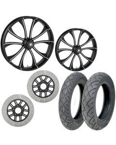 RC Maverick Eclipse 21/18 Front Rear Wheel Package Set Tires Rotors Harley FLHT