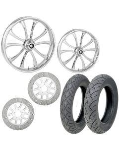 RC Maverick Chrome 21/18 Front Rear Wheel Package Set Tires Rotors Harley FLHT