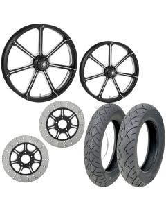 RC Mission Eclipse 21/18 Front Rear Wheel Package Set Tires Rotors Harley FLHT