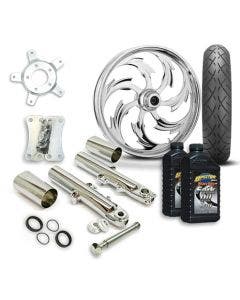 RC 21" Assault Wheel Tire & Complete Chrome Front End Package Harley 14-19 FLH