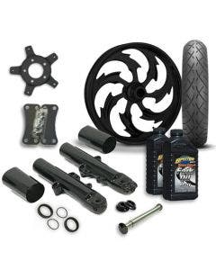 RC 21 Assault Wheel Tire & Complete Black Front End Package Harley 14-19 FLH