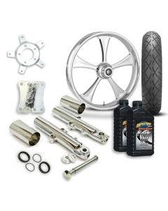 RC 21" Clutch Wheel Tire & Complete Chrome Front End Package Harley 14-19 FLH