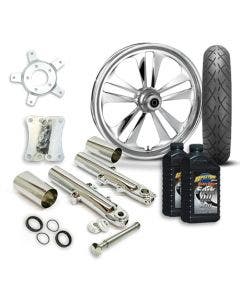 RC 21" Crank Wheel Tire & Complete Chrome Front End Package Harley 14-19 FLH