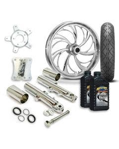 RC 21" Helix Wheel Tire & Complete Chrome Front End Package Harley 14-19 FLH