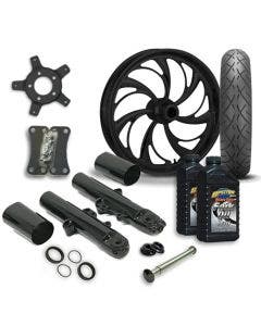 RC 21 Helix Wheel Tire & Complete Black Front End Package Harley 14-19 FLH