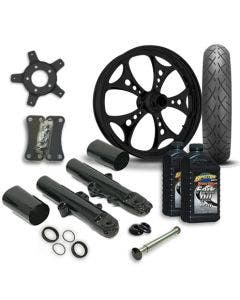 RC 21 Holeshot Wheel Tire & Complete Black Front End Package Harley 14-19 FLH