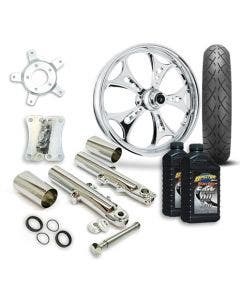 RC 21" Holeshot Wheel Tire & Complete Chrome Front End Package Harley 14-19 FLH