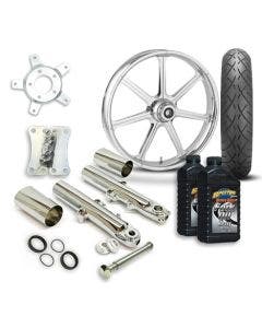 RC 21" Mission Wheel Tire & Complete Chrome Front End Package Harley 14-19 FLH