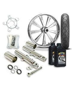 RC 21" Raider Wheel Tire & Complete Chrome Front End Package Harley 14-19 FLH