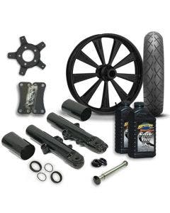 RC 21 Raider Wheel Tire & Complete Black Front End Package Harley 14-19 FLH