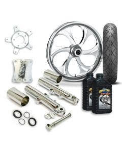 RC 21" Recoil Wheel Tire & Complete Chrome Front End Package Harley 14-19 FLH
