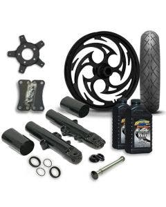 RC 21 Savage Wheel Tire & Complete Black Front End Package Harley 14-19 FLH
