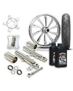 RC 21" Cypher Wheel Tire & Complete Chrome Front End Package Harley 14-19 FLH
