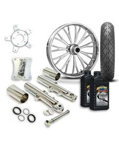 RC 21" Dynasty Accent Wheel Tire Complete Chrome Front End Package Harley 14-19