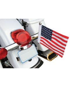 Pro Pad Polished License Plate Flag Pole Mount w/ 10x15 American USA 4 Harley