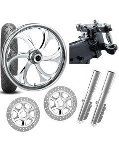 RC 26 Recoil Chrome Wheel Tire Neck Rake Front End Package Harley Dual Disc