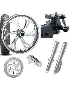 RC 26 Recoil Chrome Wheel Tire Neck Rake Front End Package Harley Single Side