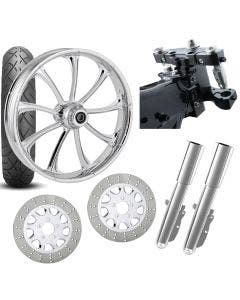 RC 26 Revolt Chrome Wheel Tire Neck Rake Front End Package Harley Dual Disc