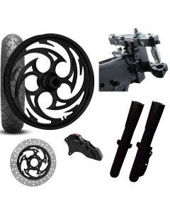 RC 26 Savage Black Wheel Tire Neck Rake Front End Package Harley Single Side
