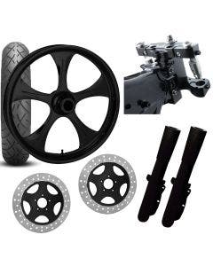 RC 26 Stratos Black Wheel Tire Neck Rake Front End Package Harley Dual Disc 