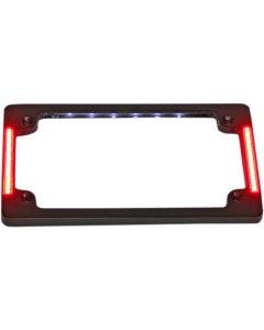 Custom Dynamics Black Tri Horizonal Motorcycle Plate Frames Flush Mount Leds