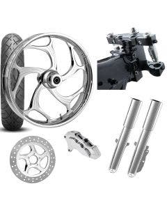RC 26 Torsion Chrome Wheel Tire Neck Rake Front End Package Harley Single Side