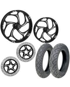 RC Torsion Eclipse 21/18 Front Rear Wheel Package Set Tires Rotors Harley FLH/T