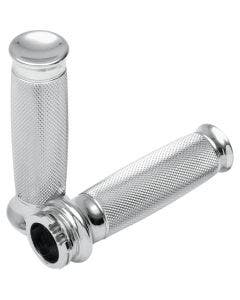 Todds Cycle Aluminum Vice Chrome Hand Grips w/ Knurl Harley Cable Throttle 84-17