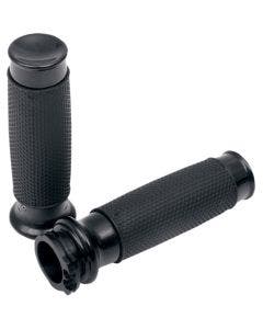 Todds Cycle Aluminum Vice Black Hand Grips w/ Rubber Harley Cable Throttle 84-17