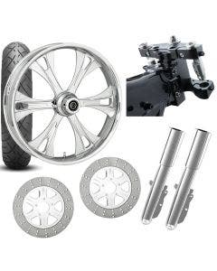 RC 26 Valor Chrome Wheel Tire Neck Rake Front End Package Harley Dual Disc
