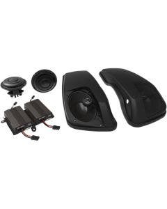 HogTunes Wild Boar 600 Watt Amp Kit W/ 6x9 Saddlebag Lid Speakers FLHX 14-19