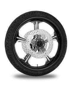 Performance Machine 21" Front Black Wrath Wheel Tire Rotor Package Harley 14-15