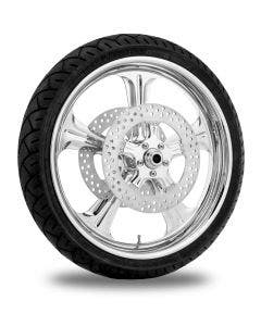 Performance Machine 21" Front Chrome Wrath Wheel Tire Rotor Package Harley 14-15