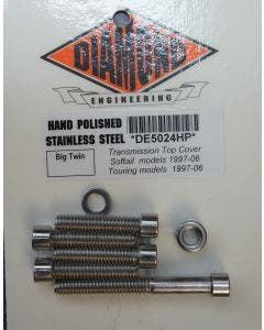 Diamond Polished Stainless Transmission Top Cover Fasteners Harley Flt Softail