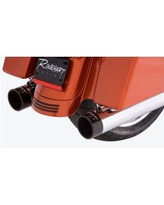 Rinehart True Dual 4" Chrome Slip On Muffler Black Tips Harley Touring '95-Up | 100-0210