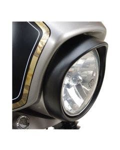 Black Raised 7" Headlight Trim Rings W/Built-In Visor For Harley-Davidson Flh Flt 80-13