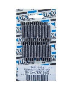 Drag Specialties Black Rocker Cover Bolt Kit Smooth Allen Head 17-19 Harley M8