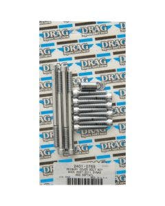 Drag Specialties Chrome Knurled Primary Cover  Bolt Set 4 Harley Big Twin FX