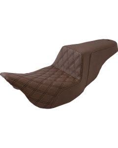 Saddlemen Step-Up Brown Front Lattice W/Black Stitch Seat Harley 08-24 Touring